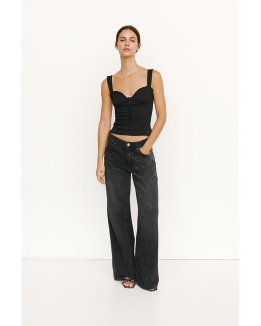 Pull&Bear Gray Strappy Corsetry-Inspired Top