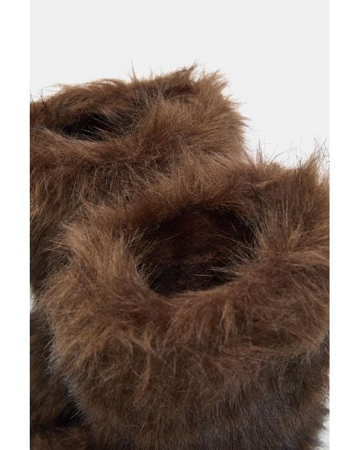 Pull&Bear White Flat Faux Fur Boots