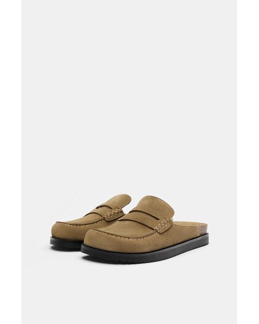 Pull&Bear Blue Leather Clogs