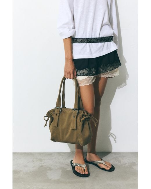 Pull&Bear Natural Buckle Detail Shopper Bag