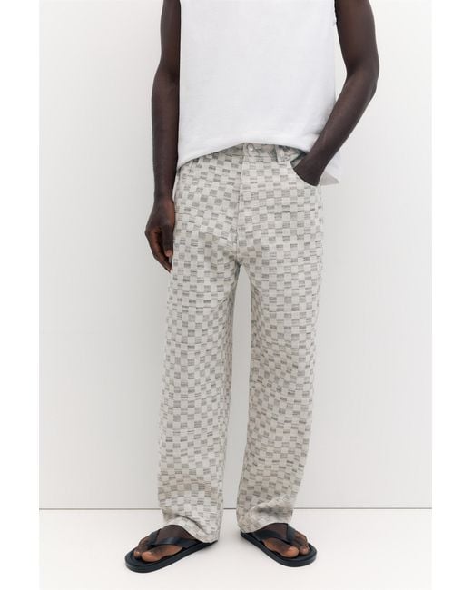 Pull&Bear Multicolor Checked Relaxed Fit Baggy Trousers for men