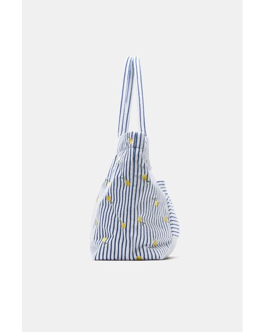 Borsa Shopper A Righe Effetto Spugna di Pull&Bear in Blue