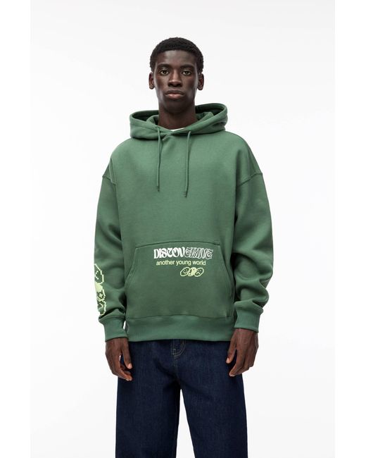 Pull&Bear Green Stwd Graphic Hoodie for men