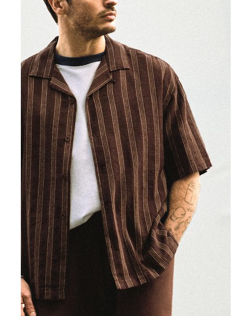 Pull&Bear Multicolor Striped Short Sleeve Shirt for men