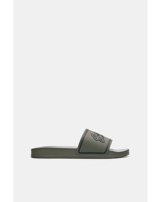 Pull&Bear Green Stwd Rubber Sandals for men