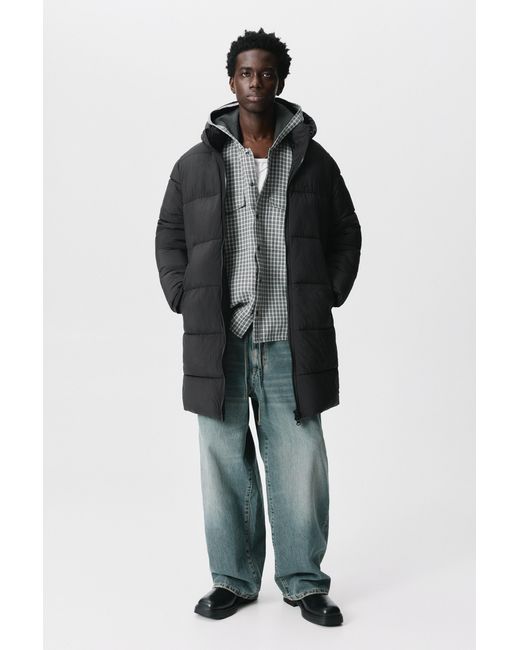Pull&Bear Lang Gewatteerd Jack in het Black voor heren