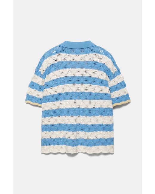 Polo Crochet Rayures Pull&Bear en coloris Blue