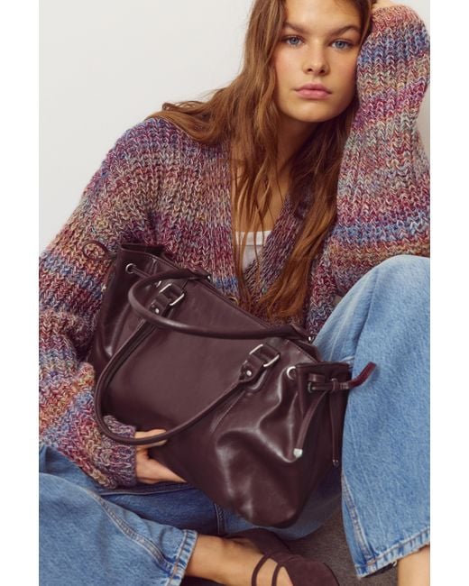 Pull&Bear Purple Bow Detail Tote Bag