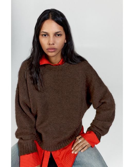 Pull&Bear Brown Asymmetric Knit Jumper