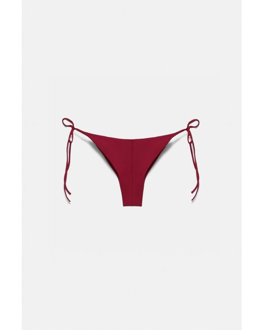 Pull&Bear Red Draped Bikini Bottoms