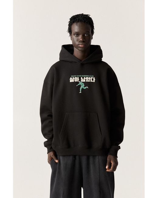 Pull&Bear Black Squid Game Hoodie for men