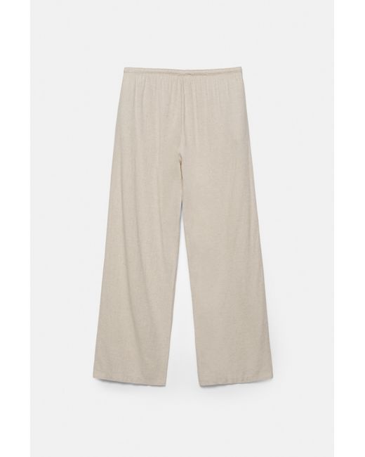 Pull&Bear Soepelvallende Broek Met Linnen in het Multicolor