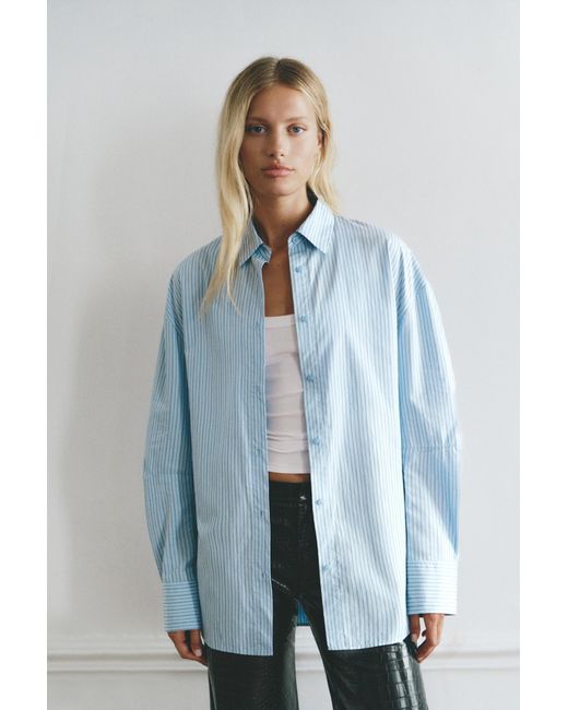 Camicia A Righe Con Bottoni Sulla Schiena di Pull&Bear in Blue