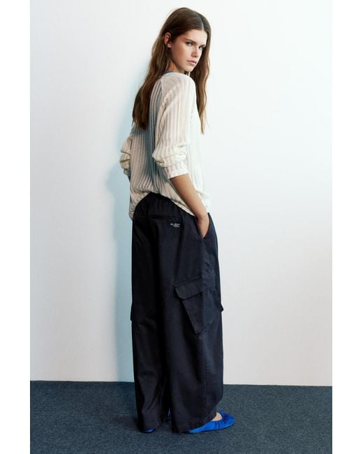 Pull&Bear Black Barrel-Cargohose