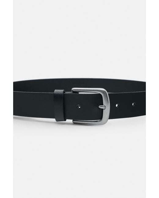 Pull&Bear Black 100% Leather Belt for men