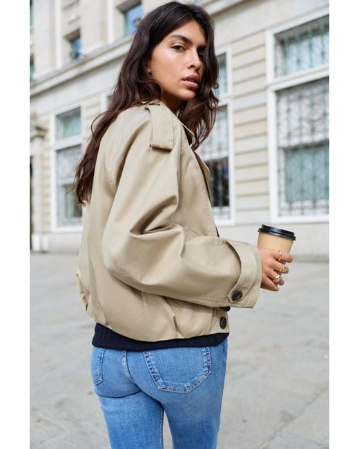 Pull&Bear Natural Balloon-Fit Short Trench Coat