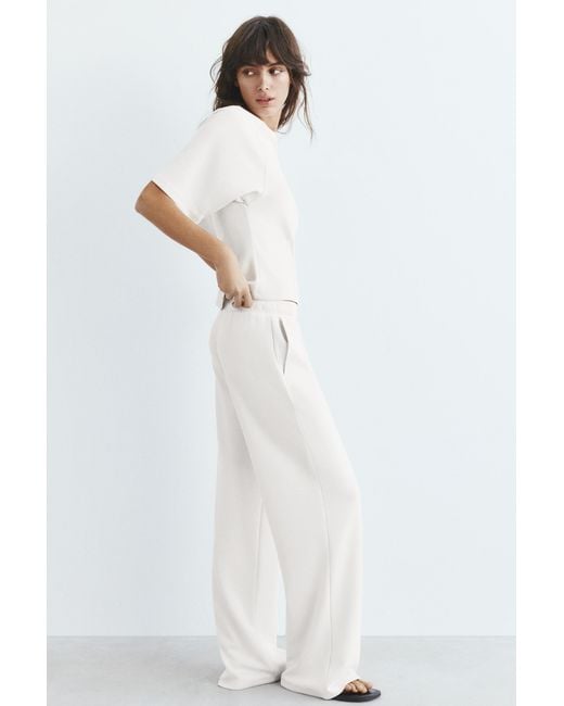 Pull&Bear White Soft Touch Short Sleeve Sweatshirt