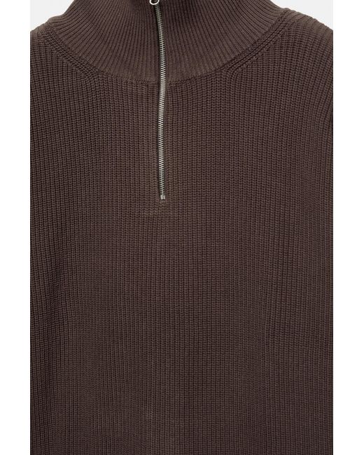 Pull&Bear Brown Quarter-Zip Sweater for men