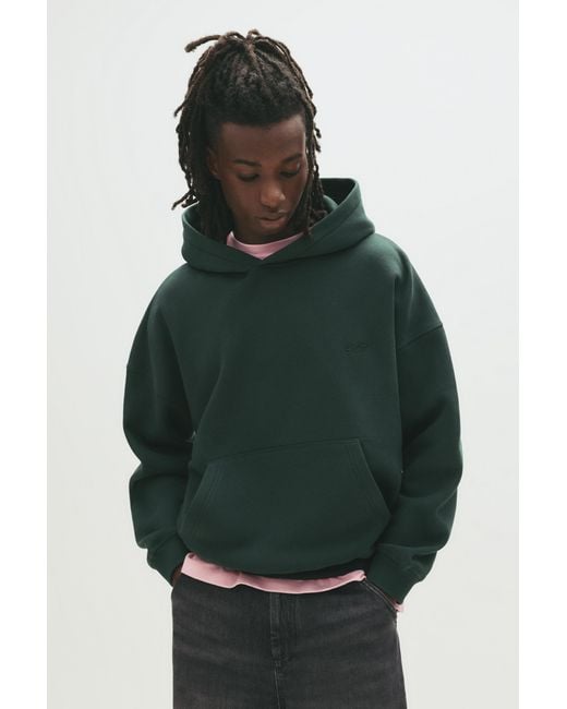 Pull&Bear Green Stwd Embroidered Hoodie for men
