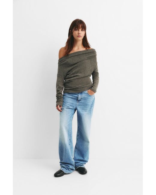 Pull&Bear Green Bambula-Top Mit Bateau-Ausschnitt