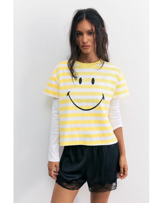 Pull&Bear Metallic Smiley T-Shirt