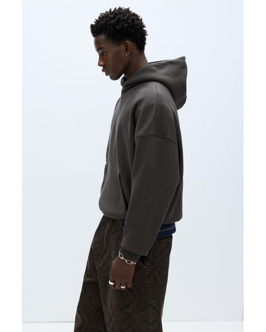 Pull&Bear Black Boxy Hoodie for men