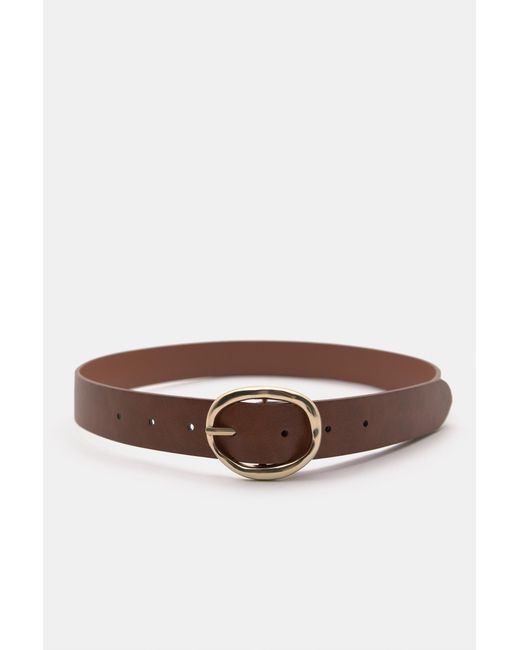 Pull&Bear Brown Belt With Oval Buckle