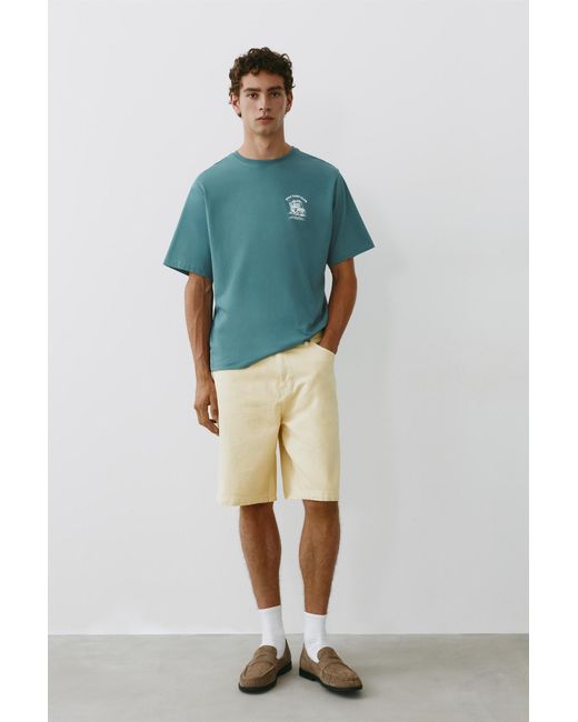Pull&Bear Baggy Denim Bermuda in het Yellow voor heren