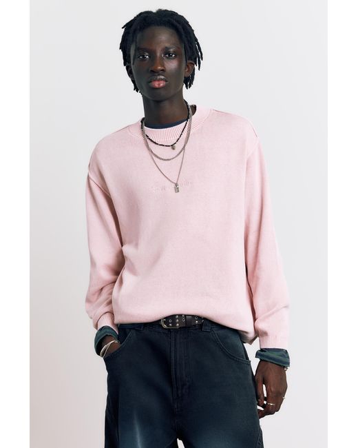 Pull&Bear Pink Stwd Studio Embroidered Jumper for men