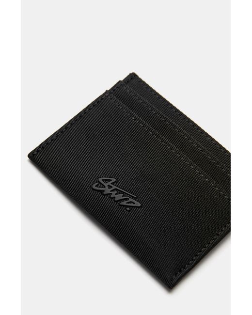 Pull&Bear Black Stwd Nylon Card Holder for men
