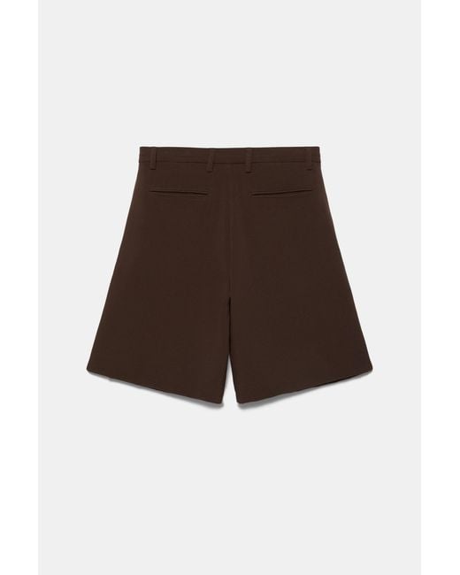 Pull&Bear Natural Smart Bermuda Shorts With Pleats for men