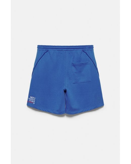 Pull&Bear Blue Yacht Club Bermuda Sweat Shorts for men