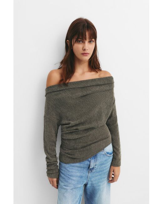 Pull&Bear Green Bambula-Top Mit Bateau-Ausschnitt
