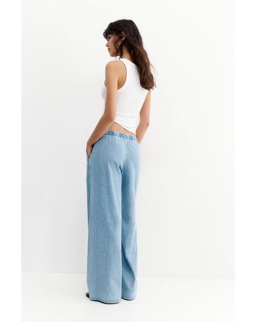 Pull&Bear Blue Low-Rise Jogger Jeans