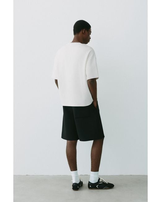 Pull&Bear White Short Sleeve Logo Relief Sweatshirt for men