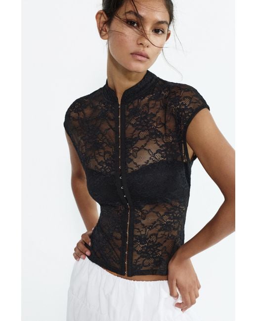 Pull&Bear Black Lace Top