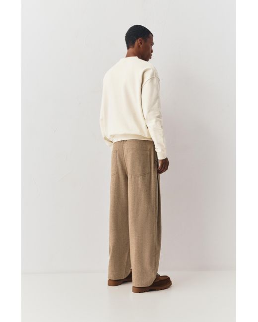Pull&Bear Brown Tailored Fit Wool Trousers for men
