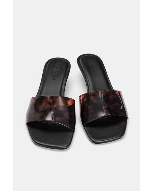 Pull&Bear Blue Vinyl Mule Heeled Sandals