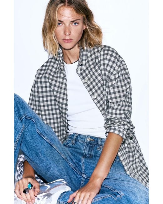 Pull&Bear Gray Multi-Position Bandana Check Shirt