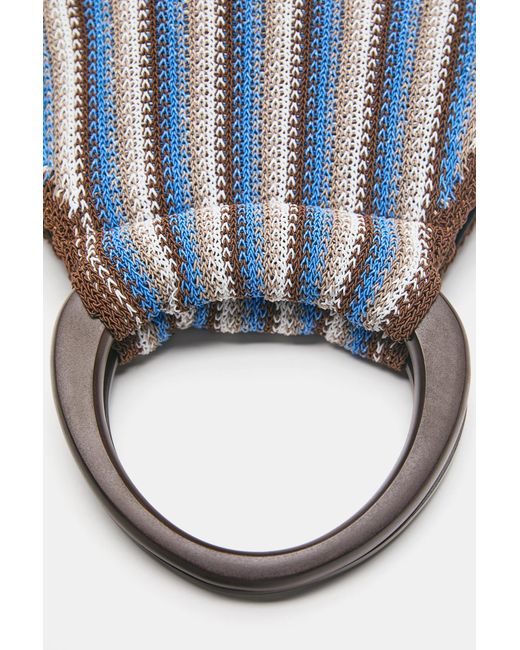 Pull&Bear Blue Striped Handbag
