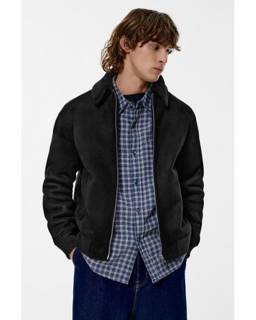 Pull&Bear Black Combined Double-Faced Jacket for men
