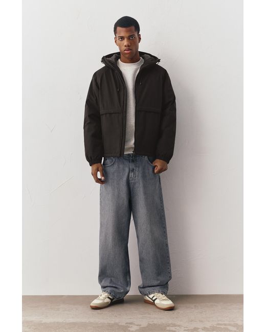 Pull&Bear Gray High Neck Puffer Jacket for men