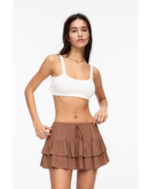 Pull&Bear Brown Hosenrock Mit Einsätzen