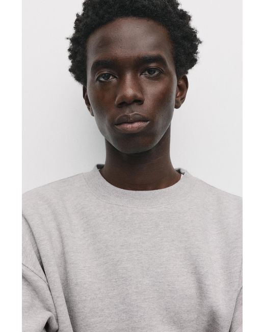 Pull&Bear Gray Basic Round Neck Sweatshirt for men