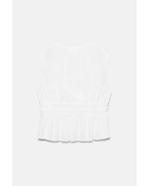 Pull&Bear White Top Mit Bindebändern