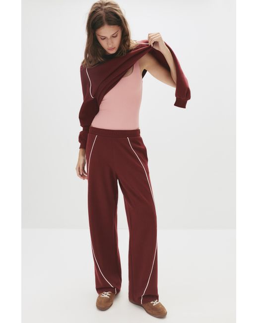 Pull&Bear Red Burgundy Tracksuit Bottoms With Piping