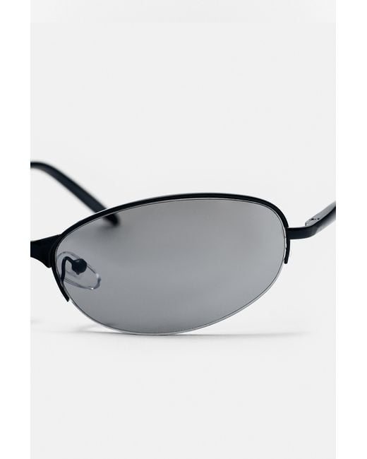 Pull&Bear Black Metallic Oval Sunglasses