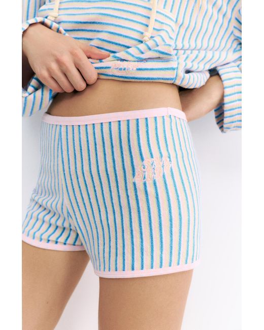 Pull&Bear Blue Pleasures X Stwd Towelling Shorts