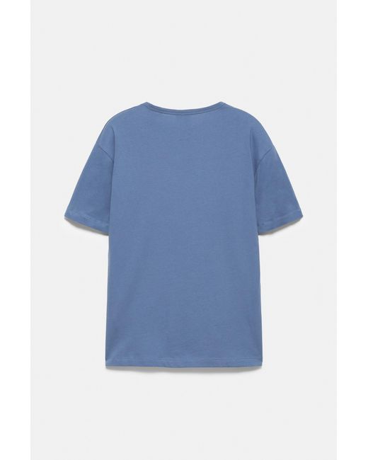 Pull&Bear Blue Slim Fit Basic T-Shirt for men