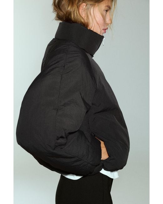 Pull&Bear Black High Neck Puffer Jacket